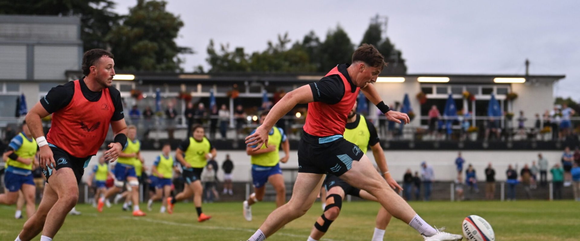 19 August 2025; Charlie Tector during a Leinster Rugby open training session match against Old Belvedere RFC at Old Belvedere RFC in Dublin. Photo by Ramsey Cardy/Sportsfile